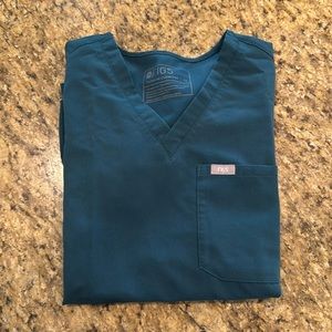Figs Teal V-Neck Medical Scrub Top